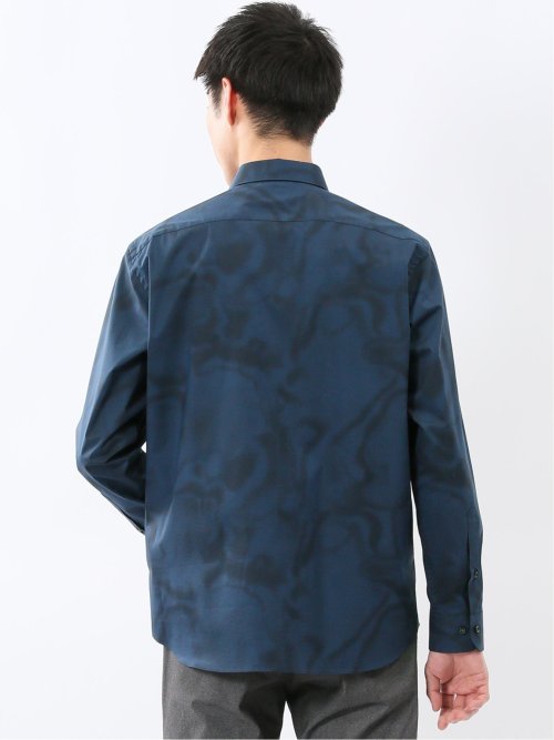 ストレッチ プリント レギュラーカラー長袖シャツ