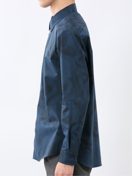 ストレッチ プリント レギュラーカラー長袖シャツ