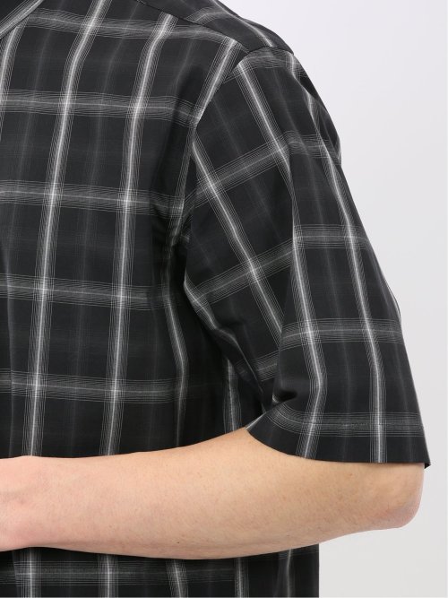 ストレッチ 綿 ブロード チェック レギュラーカラー 半袖 シャツ