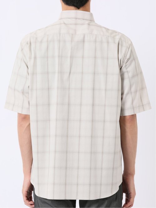 ストレッチ 綿 ブロード チェック レギュラーカラー 半袖 シャツ