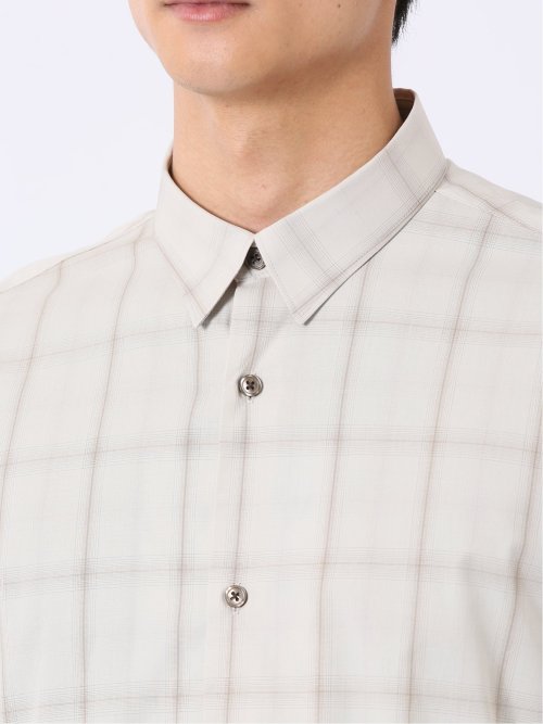 ストレッチ 綿 ブロード チェック レギュラーカラー 半袖 シャツ