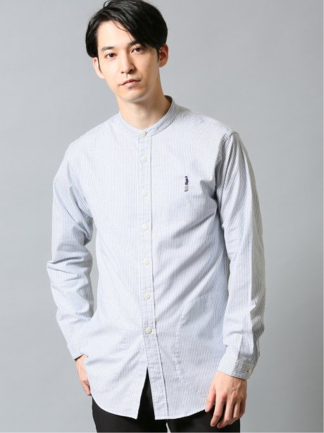 ストレッチオックス バンドカラー長袖シャツ