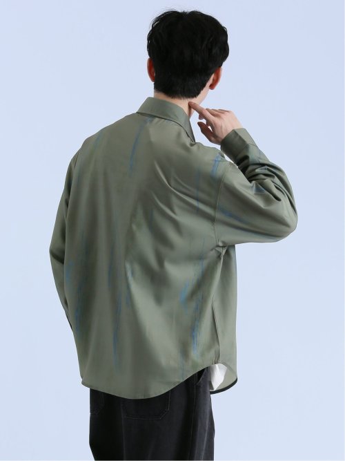 かすれプリント レギュラーカラー長袖シャツ