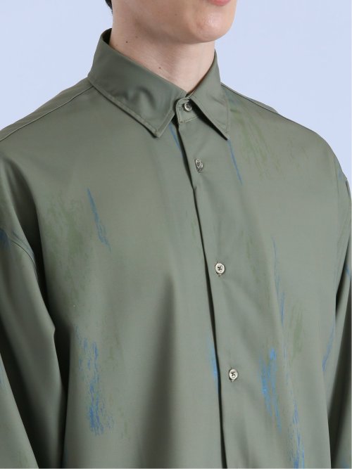 かすれプリント レギュラーカラー長袖シャツ