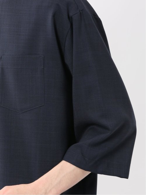 カウラ/Kaule リネンライク バンドカラー 7分袖シャツ