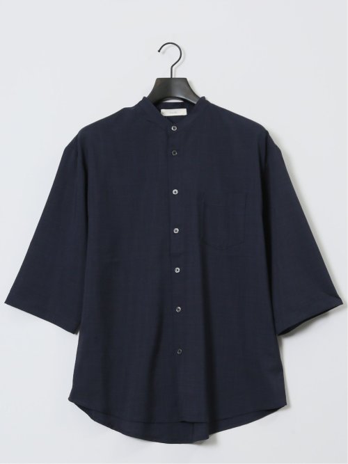 カウラ/Kaule リネンライク バンドカラー 7分袖シャツ