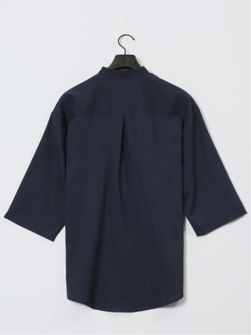 カウラ/Kaule リネンライク バンドカラー 7分袖シャツ