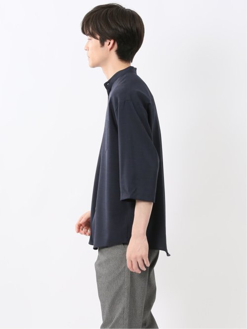 カウラ/Kaule リネンライク バンドカラー 7分袖シャツ