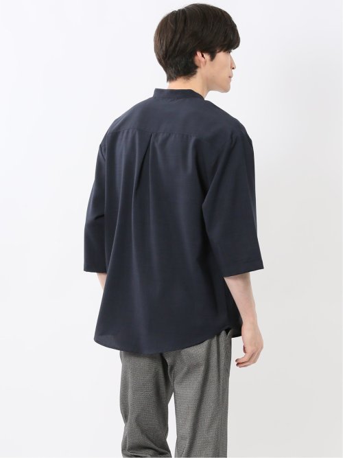 カウラ/Kaule リネンライク バンドカラー 7分袖シャツ