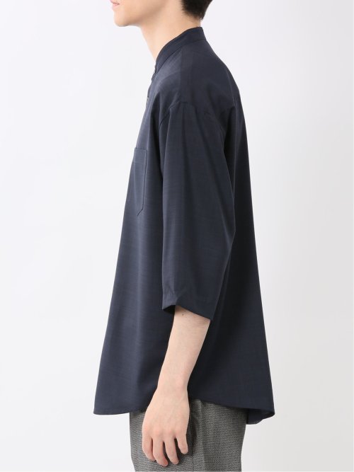 カウラ/Kaule リネンライク バンドカラー 7分袖シャツ