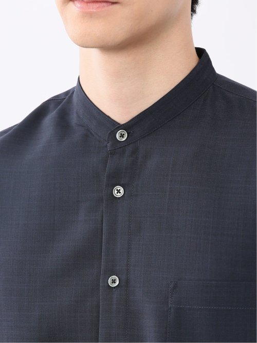 カウラ/Kaule リネンライク バンドカラー 7分袖シャツ