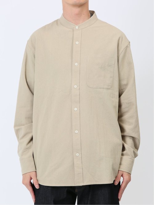 バンドカラー ロールアップ長袖シャツ