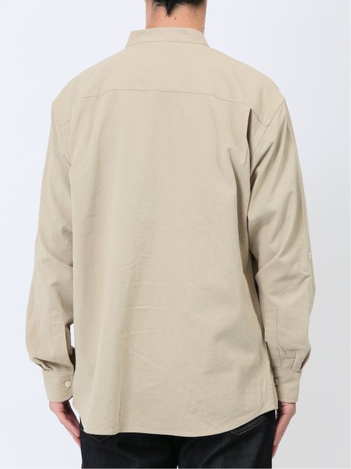 バンドカラー ロールアップ長袖シャツ