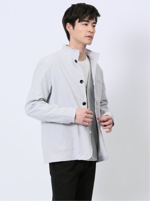 ストレッチ 千鳥ジャガード スタンドシャツアウター