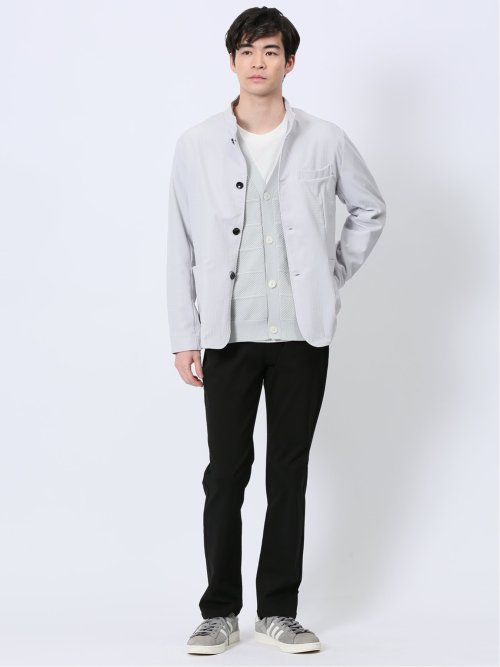 ストレッチ 千鳥ジャガード スタンドシャツアウター