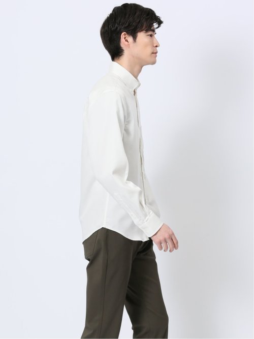 ストレッチ シャンブレー ボタンダウン長袖シャツ