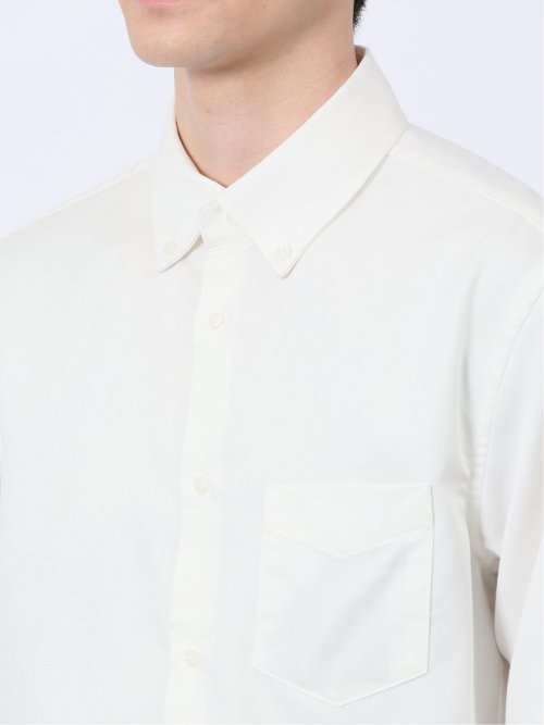 ストレッチ シャンブレー ボタンダウン長袖シャツ