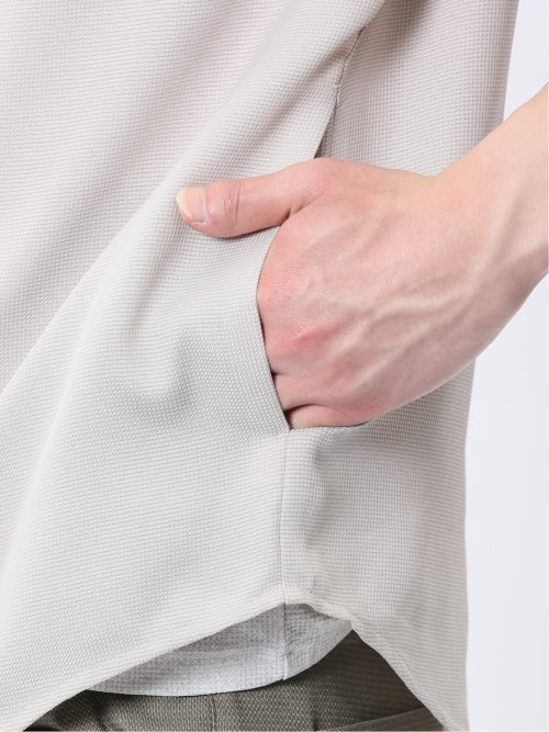 からみ織り フルジップ 7分袖シャツアウター