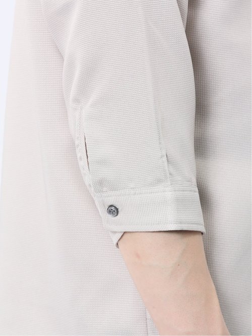 からみ織り フルジップ 7分袖シャツアウター
