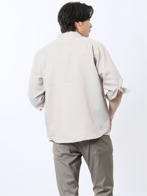 からみ織り フルジップ 7分袖シャツアウター