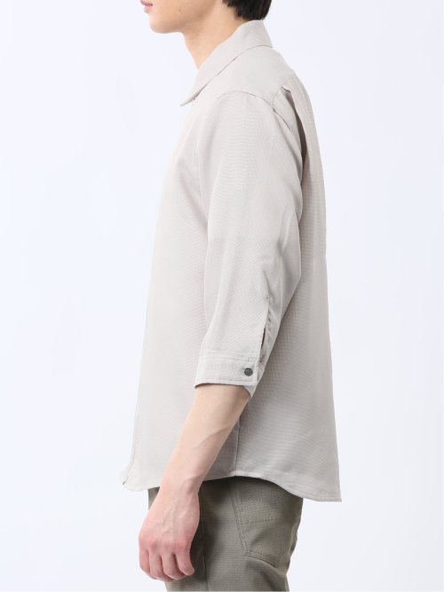からみ織り フルジップ 7分袖シャツアウター