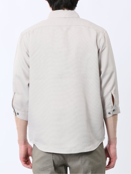 からみ織り フルジップ 7分袖シャツアウター