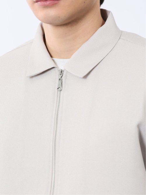 からみ織り フルジップ 7分袖シャツアウター