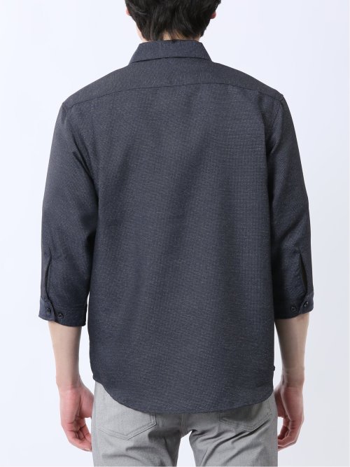 からみ織り フルジップ 7分袖シャツアウター