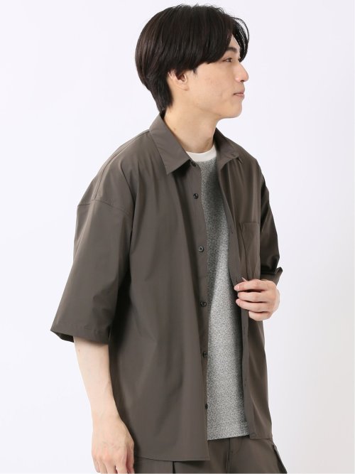 軽量 ストレッチ ナイロン混 半袖 シャツ(セットアップ可能)