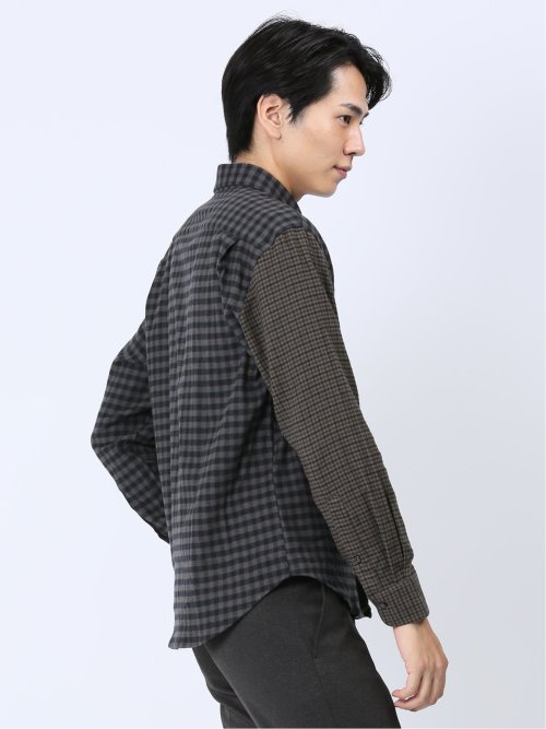 ストレッチ+ウォーム 切替 ボタンダウン長袖シャツ