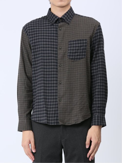 ストレッチ+ウォーム 切替 ボタンダウン長袖シャツ