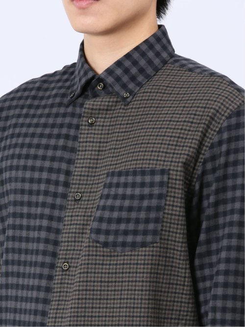 ストレッチ+ウォーム 切替 ボタンダウン長袖シャツ