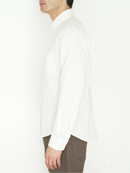 ストレッチ ギンガムサッカー ボタンダウン長袖シャツ