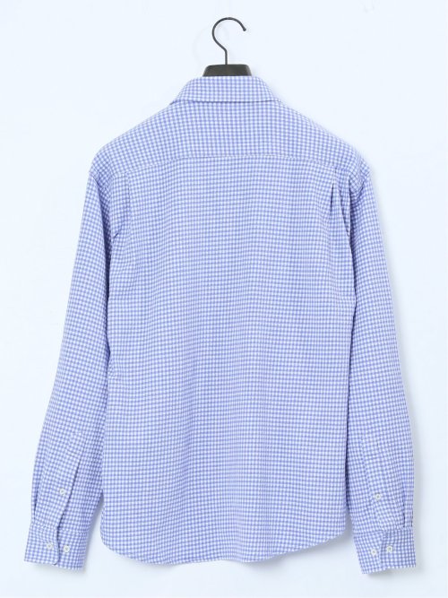 ストレッチ ギンガムサッカー ボタンダウン長袖シャツ