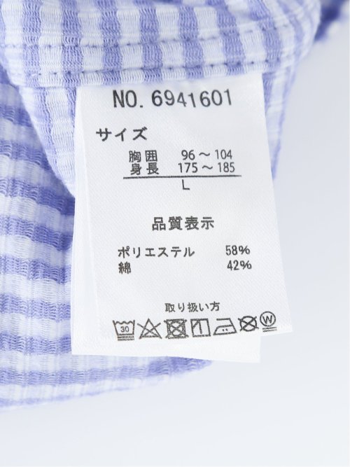 ストレッチ ギンガムサッカー ボタンダウン長袖シャツ