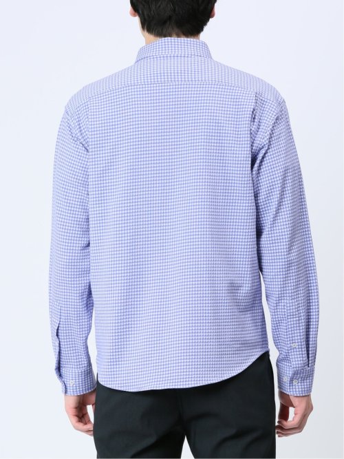 ストレッチ ギンガムサッカー ボタンダウン長袖シャツ