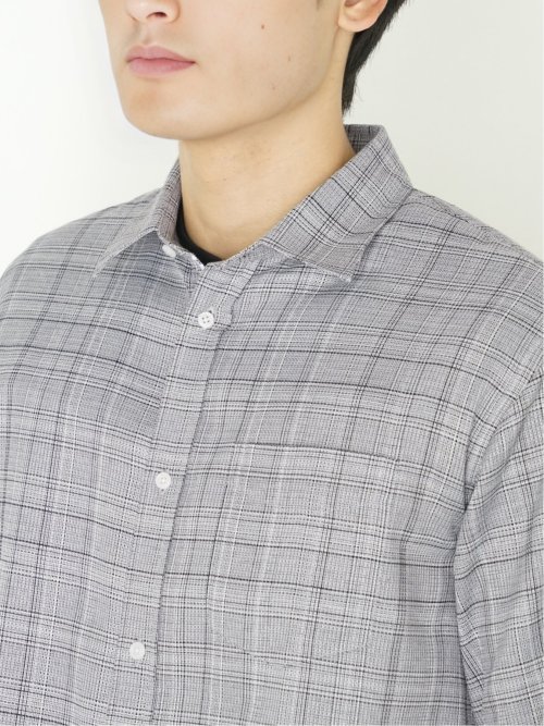 DRY ワッフルチェック レギュラーカラー7分袖シャツ
