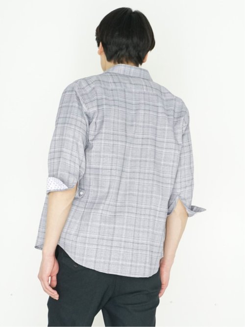 DRY ワッフルチェック レギュラーカラー7分袖シャツ