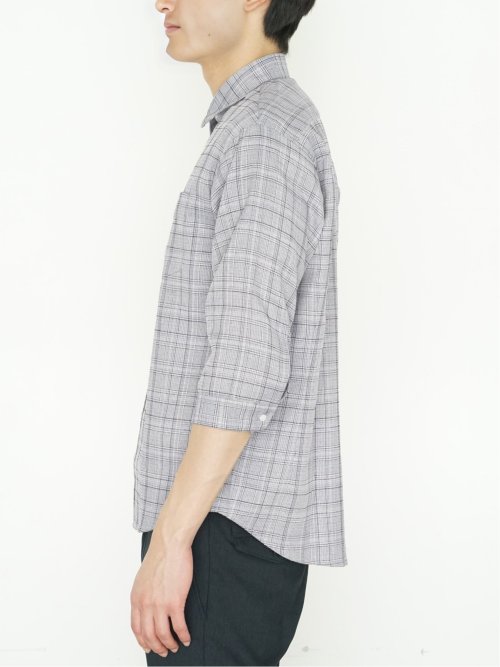 DRY ワッフルチェック レギュラーカラー7分袖シャツ