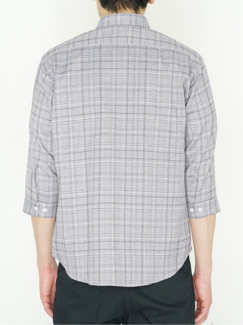 DRY ワッフルチェック レギュラーカラー7分袖シャツ