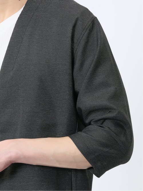 からみ織り ボタンレス 7分袖カーディガン