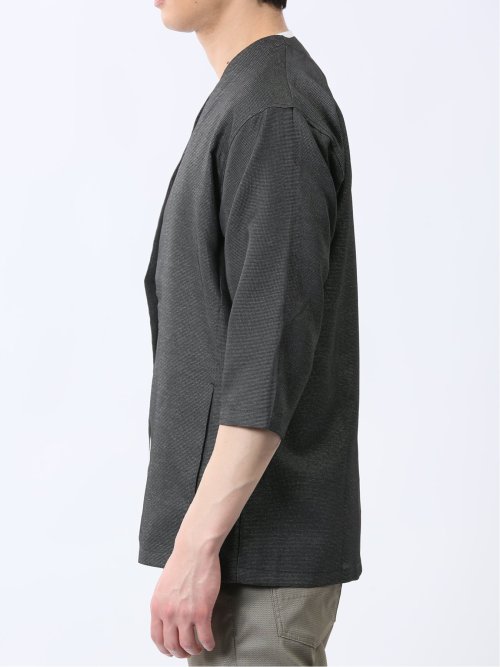 からみ織り ボタンレス 7分袖カーディガン