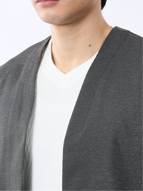 からみ織り ボタンレス 7分袖カーディガン