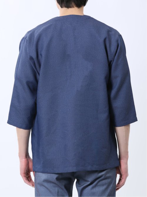 からみ織り ボタンレス 7分袖カーディガン