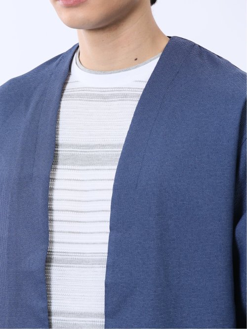 からみ織り ボタンレス 7分袖カーディガン