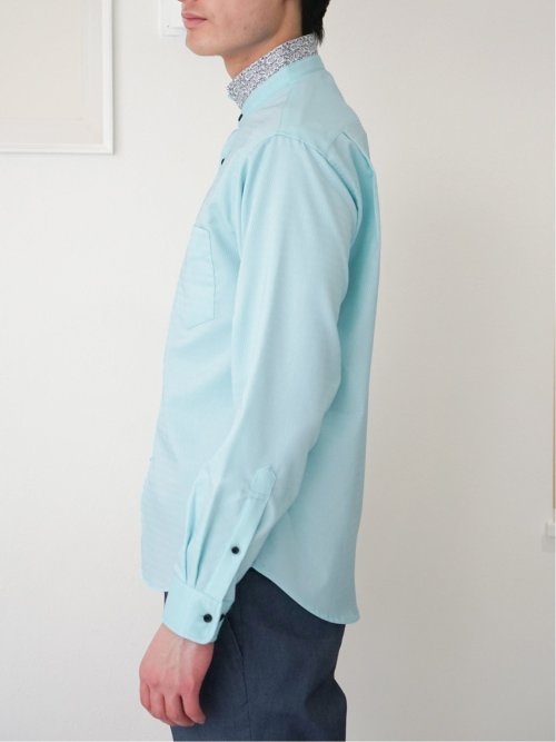 ストレッチドビー スタンドカラー長袖シャツ