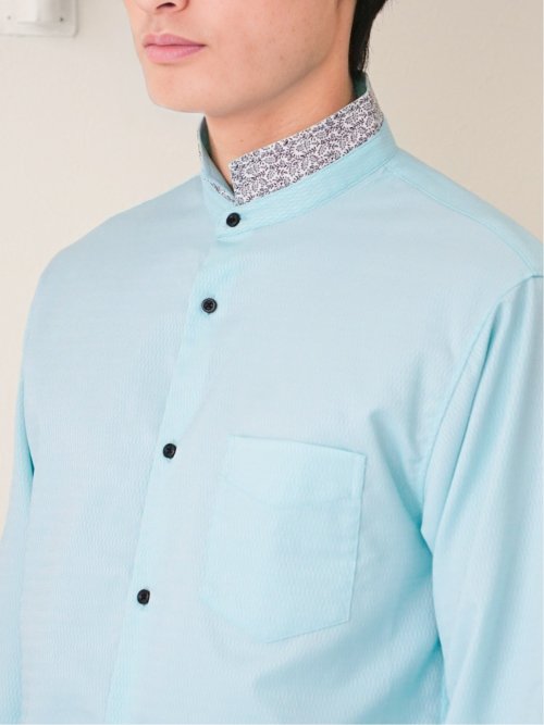 ストレッチドビー スタンドカラー長袖シャツ