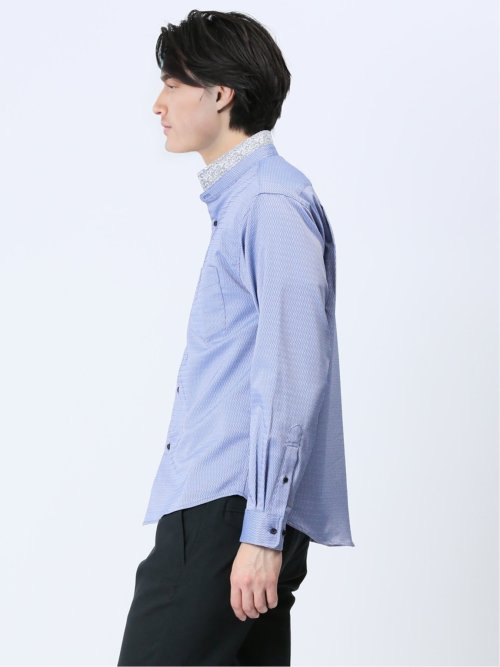 ストレッチドビー スタンドカラー長袖シャツ