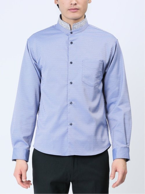 ストレッチドビー スタンドカラー長袖シャツ