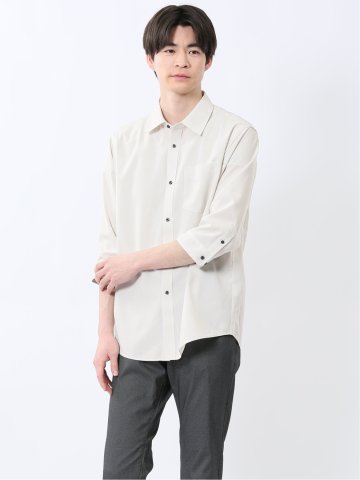 TechLinen レギュラーカラー 7分袖シャツ